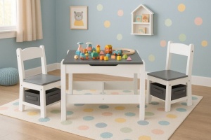 Dečiji set sto i 2 stolice sa tablom za pisanje White ECOTOYS - Img 2