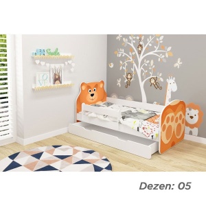 KREVET ZA DECU ANIMALS 180X80 CM SA DODATNOM FIOKOM WHITE ACMA VII 05