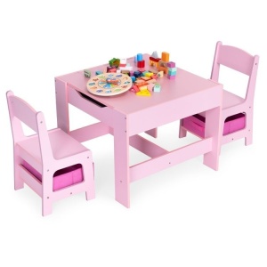 Dečiji set sto i 2 stolice sa tablom za pisanje Pink ECOTOYS - Img 3
