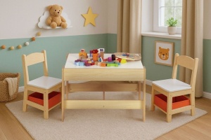 Dečiji set sto i 2 stolice sa tablom za pisanje Wood ECOTOYS - Img 3