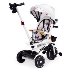 Tricikl za decu sa rotirajućim sedištem, gurajućim rukohvatom i tendom white, ECOTOYS - Img 2
