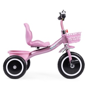 Tricikl sa neklizajućim rukohvatima, zvoncem i korpom, Pink, ECOTOYS - Img 3