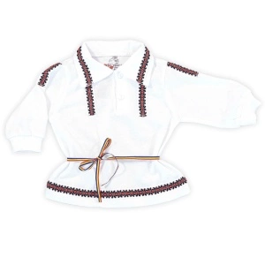 Costum național din 2 piese - Alb (Bumbac 100%, semisubtire)pique - Img 2