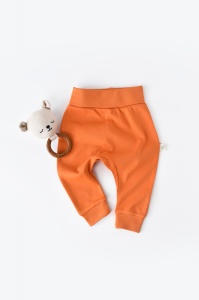 Pantaloni Bebe Unisex din bumbac organic Portocaliu BabyCosy (Marime: 3-6 Luni)