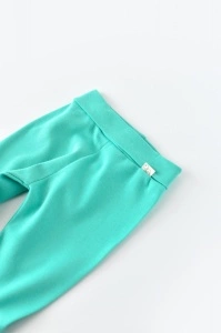 Pantaloni cu Botosei - Bumbac organic Turcoaz BabyCosy (Marime: 3-6 Luni) - Img 2