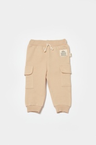 Pantaloni cu buzunare laterale, Two thread, 100%bumbac organic - Stone, BabyCosy (Marime: 12-18 Luni) - Img 2