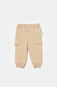 Pantaloni cu buzunare laterale, Two thread, 100%bumbac organic - Stone, BabyCosy (Marime: 12-18 Luni) - Img 2