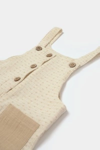 Salopeta cu bretele si buzunar, 100% bumbac - Stone, BabyCosy (Marime: 3-6 Luni) - Img 3