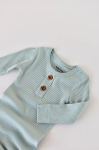Salopeta cu maneca lunga si pantaloni lungi din bumbac organic si modal - Mint BabyCosy (Marime: 9-12 luni) - Img 2