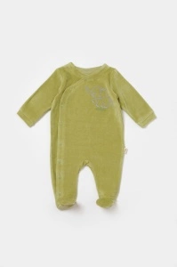 Salopeta Elefant cu maneca lunga si botosei din 80%bumbac organic si 20% poliester - Verde, BabyCosy (Marime: 3-6 Luni) - Img 2