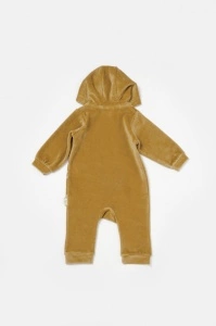 Salopeta Elefant cu maneca lunga si gluga din 80%bumbac organic si 20% poliester - Mustar, BabyCosy (Marime: 12-18 Luni) - Img 3
