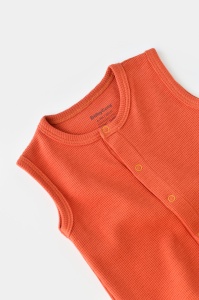 Salopeta fara maneci si pantaloni scurti - 100% bumbac organic - Scortisoara, BabyCosy (Marime: 6-9 luni) - Img 2