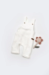 Salopeta Velvet cu bretele din 80%bumbac organic si 20% poliester - Ecru, BabyCosy (Marime: 9-12 luni)