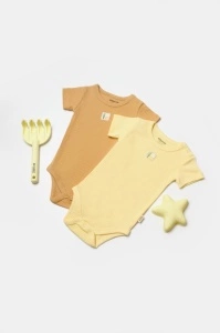 Set 2 body Bamboo, galben, BabyCosy, 50% bumbac+50%bambus (Marime: 9-12 luni)