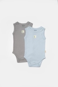 Set 2 body-uri fara maneci Bamboo, bleu, BabyCosy, 50% bambus+50% bumbac (Marime: 12-18 Luni) - Img 2
