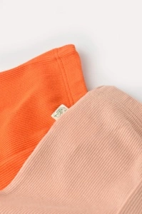 Set 2 pantaloni bebe unisex din bumbac organic si modal - Rodie/Piersica, BabyCosy (Marime: 6-9 luni) - Img 2