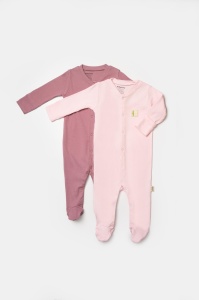 Set 2 salopete lungi Bamboo, roz, BabyCosy, 50%bumbac+50% bambus (Marime: 0-3 Luni) - Img 3