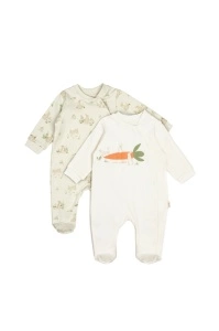 Set 2 salopete Rabbit, 100%bumbac organic, BabyCosy (Marime: 6-9 luni) - Img 2