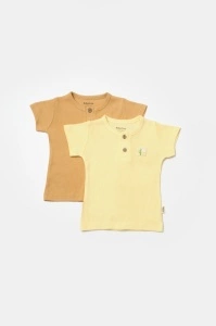Set 2 tricouri Bamboo, galben, BabyCosy, 50% bumbac+50%bambus (Marime: 6-9 luni) - Img 2