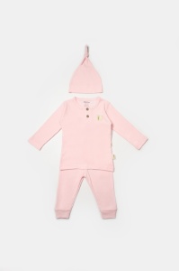 Set 3 piese:bluza, pantaloni si caciulita Bamboo, roz, BabyCosy, 50% bumbac+50%bambus (Marime: 6-9 luni) - Img 2