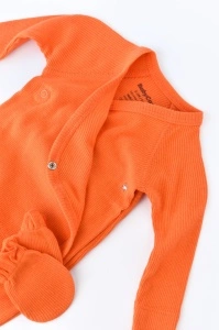 Set 4 piese: bluza, pantaloni, caciulita si manusi din bumbac organic si modal - Rodie, BabyCosy (Marime: 3-6 Luni) - Img 3