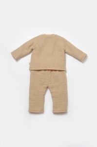 Set bluza dublata si pantaloni, Winter muselin - Apricot, BabyCosy (Marime: 12-18 Luni) - Img 3