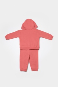 Set hanorac cu gluga si pantaloni, Two thread, 100%bumbac organic - Rose, BabyCosy (Marime: 9-12 luni) - Img 2