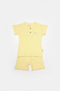 Set tricou cu pantaloni Bamboo, galben, BabyCosy, 50%bumbac+50% bambus (Marime: 9-12 luni) - Img 2
