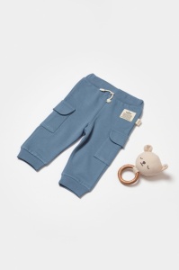 Pantaloni cu buzunare laterale, Two thread, 100%bumbac organic - Indigo, BabyCosy (Marime: 18-24 Luni)
