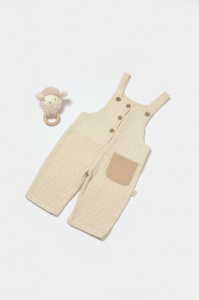 Salopeta cu bretele si buzunar, 100% bumbac - Stone, BabyCosy (Marime: 9-12 luni)