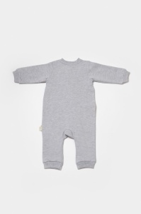 Salopeta cu fermoar, Two thread, BabyCosy, 100% bumbac organic, Gri (Marime: 18-24 Luni) - Img 3