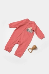 Salopeta cu fermoar, Two thread, BabyCosy, 100% bumbac organic, Rose (Marime: 3-6 Luni)