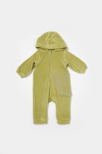 Salopeta Elefant cu maneca lunga si gluga din 80%bumbac organic si 20% poliester - Verde, BabyCosy (Marime: 6-9 luni) - Img 2