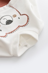 Salopeta Ursulet cu maneca lunga si botosei din 80%bumbac organic si 20% poliester - Caramiziu, BabyCosy (Marime: 6-9 luni) - Img 2