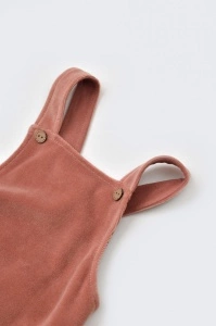 Salopeta Velvet cu bretele din 80%bumbac organic si 20% poliester - Caramiziu, BabyCosy (Marime: 3-6 Luni) - Img 2