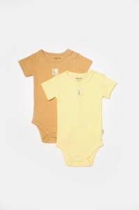 Set 2 body Bamboo, galben, BabyCosy, 50% bumbac+50%bambus (Marime: 12-18 Luni) - Img 2