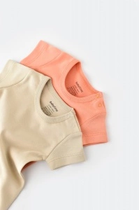 Set 2 body-uri bebe unisex -100% bumbac organic - Roz/Crem, BabyCosy (Marime: 18-24 Luni) - Img 3