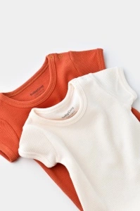 Set 2 body-uri bebe unisex -100% bumbac organic - Scortisoara/Ecru, BabyCosy (Marime: 3-6 Luni) - Img 3