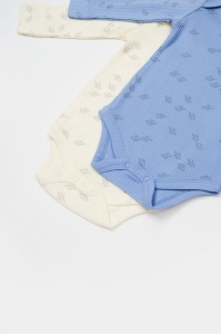 Set 2 body-uri cu maneca lunga Printed, BabyCosy, 50% modal+50% bumbac, Ecru/Lavanda (Marime: 3-6 Luni) - Img 2