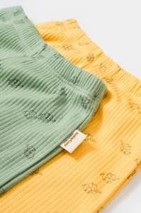 Set 2 pantalonasi Printed, BabyCosy, 50% modal+50% bumbac, Verde/Lamaie (Marime: 12-18 Luni) - Img 2