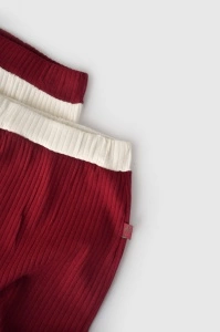 Set 2 pantaloni Ribana Bebe Unisex din bumbac organic si 5%elastan - Ecru/Bordo, BabyCosy (Marime: 9-12 luni) - Img 2