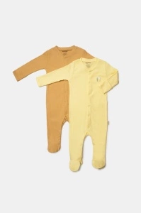 Set 2 salopete lungi Bamboo, galben, BabyCosy, 50%bumbac+50% bambus (Marime: 3-6 Luni) - Img 2
