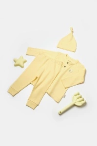 Set 3 piese:bluza, pantaloni si caciulita Bamboo, galben, BabyCosy, 50% bumbac+50%bambus (Marime: 9-12 luni)