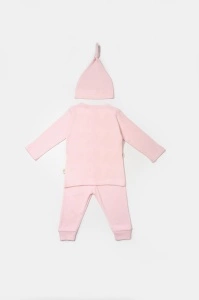 Set 3 piese:bluza, pantaloni si caciulita Bamboo, roz, BabyCosy, 50% bumbac+50%bambus (Marime: 12-18 Luni) - Img 3