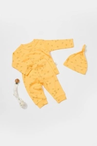 Set 3 piese:bluza, pantaloni si caciulita Printed, BabyCosy, 50% modal+50% bumbac, Lamaie (Marime: 9-12 luni)