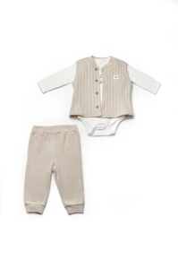 Set 3 piese: body, pantaloni si vestuta TeddyBear, BabyCosy, 100% bumbac (Marime: 9-12 luni) - Img 2