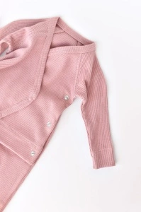 Set 4 piese: bluza, pantaloni, caciulita si manusi din bumbac organic si modal - Rose, BabyCosy (Marime: 6-9 luni) - Img 2