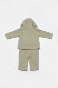 Set bluza cu gluga si pantaloni, Winter muselin, 100% bumbac - Verde, BabyCosy (Marime: 18-24 Luni) - Img 3