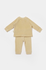 Set bluzita si pantaloni Elefant, 80%bumbac organic si 20% poliester - Stone, BabyCosy (Marime: 9-12 luni) - Img 3