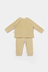 Set bluzita si pantaloni Elefant, 80%bumbac organic si 20% poliester - Stone, BabyCosy (Marime: 9-12 luni) - Img 3